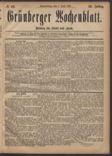 Grünberger Wochenblatt: Zeitung für Stadt und Land, No. 63. (1. Juni 1882)