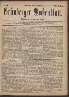 Grünberger Wochenblatt: Zeitung für Stadt und Land, No. 66. (8. Juni 1882)