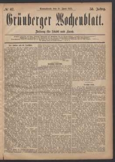 Grünberger Wochenblatt: Zeitung für Stadt und Land, No. 67. (10. Juni 1882)