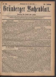 Grünberger Wochenblatt: Zeitung für Stadt und Land, No. 83. (19. Juli 1882)