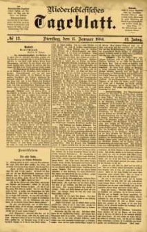 Niederschlesisches Tageblatt, no 12 (Dienstag, den 15. Januar 1884)