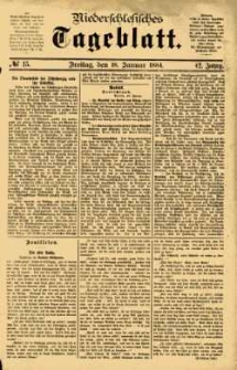 Niederschlesisches Tageblatt, no 15 (Freitag, den 18. Januar 1884)