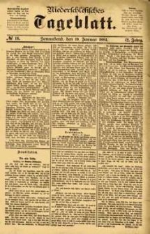 Niederschlesisches Tageblatt, no 16 (Sonnabend, den 19. Januar 1884)
