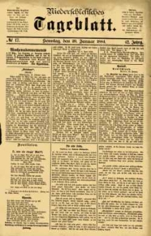 Niederschlesisches Tageblatt, no 17 (Sonntag, den 20. Januar 1884)