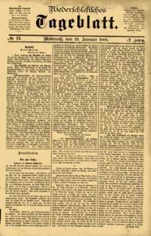 Niederschlesisches Tageblatt, no 19 (Mittwoch, den 23. Januar 1884)