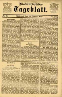 Niederschlesisches Tageblatt, no 25 (Mittwoch, den 30. Januar 1884)
