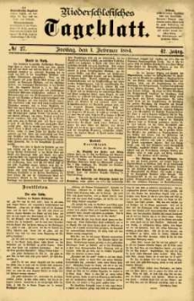 Niederschlesisches Tageblatt, no 27 (Freitag, den 1. Februar 1884)