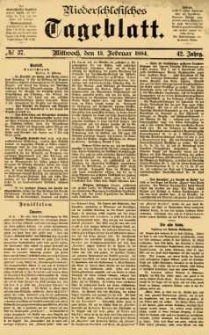 Niederschlesisches Tageblatt, no 37 (Mittwoch, den 13. Februar 1884)
