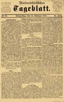 Niederschlesisches Tageblatt, no 38 (Donnerstag, den 14. Februar 1884)