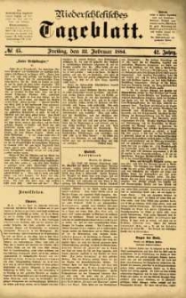 Niederschlesisches Tageblatt, no 45 (Freitag, den 22. Februar 1884)