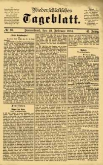 Niederschlesisches Tageblatt, no 46 (Sonnabend, den 23. Februar 1884)