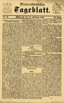 Niederschlesisches Tageblatt, no 49 (Mittwoch, den 27. Februar 1884)