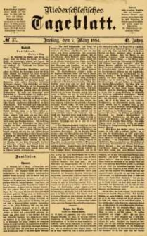 Niederschlesisches Tageblatt, no 57 (Freitag, den 7. März 1884)