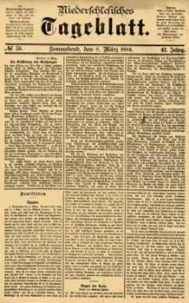Niederschlesisches Tageblatt, no 58 (Sonnabend, den 8. März 1884)