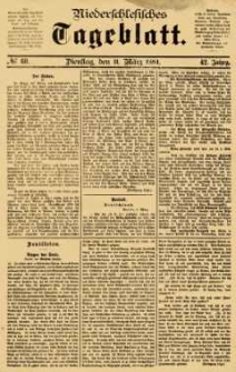 Niederschlesisches Tageblatt, no 60 (Dienstag, den 11. März 1884)