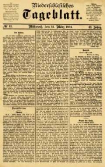 Niederschlesisches Tageblatt, no 61 (Mittwoch, den 12. März 1884)