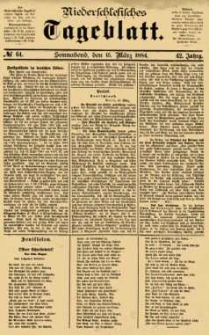 Niederschlesisches Tageblatt, no 64 (Sonnabend, den 15. März 1884)