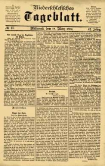 Niederschlesisches Tageblatt, no 67 (Mittwoch, den 19. März 1884)