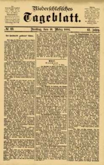 Niederschlesisches Tageblatt, no 69 (Freitag, den 21. März 1884)