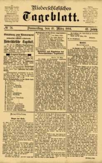Niederschlesisches Tageblatt, no 74 (Donnerstag, den 27. März 1884)