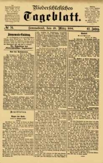Niederschlesisches Tageblatt, no 76 (Sonnabend, den 29. März 1884)