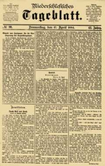 Niederschlesisches Tageblatt, no 90 (Donnerstag, den 17. April 1884)