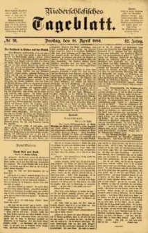 Niederschlesisches Tageblatt, no 91 (Freitag, den 18. April 1884)