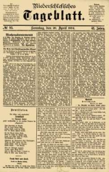 Niederschlesisches Tageblatt, no 93 (Sonntag, den 20. April 1884)