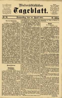 Niederschlesisches Tageblatt, no 96 (Donnerstag, den 24. April 1884)