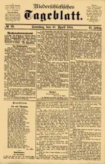Niederschlesisches Tageblatt, no 99 (Sonntag, den 27. April 1884)