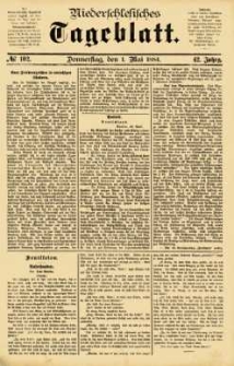 Niederschlesisches Tageblatt, no 102 (Donnerstag, den 1. Mai 1884)