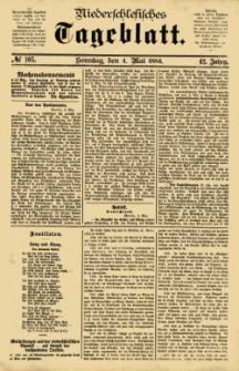 Niederschlesisches Tageblatt, no 105 (Sonntag, den 4. Mai 1884)