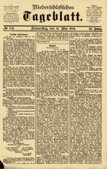 Niederschlesisches Tageblatt, no 113 (Donnerstag, den 15. Mai 1884)