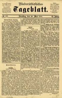 Niederschlesisches Tageblatt, no 117 (Dienstag, den 20. Mai 1884)