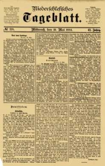 Niederschlesisches Tageblatt, no 118 (Mittwoch, den 21. Mai 1884)