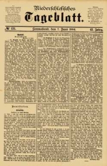 Niederschlesisches Tageblatt, no 131 (Sonnabend, den 7. Juni 1884)