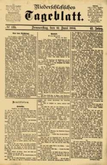 Niederschlesisches Tageblatt, no 135 (Donnerstag, den 12. Juni 1884)