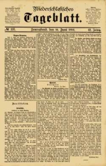 Niederschlesisches Tageblatt, no 137 (Sonnabend, den 14. Juni 1884)