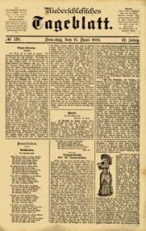Niederschlesisches Tageblatt, no 138 (Sonntag, den 15. Juni 1884)