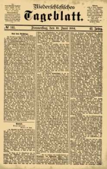 Niederschlesisches Tageblatt, no 141 (Donnerstag, den 19. Juni 1884)