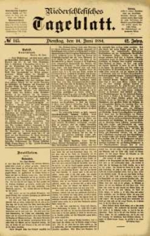 Niederschlesisches Tageblatt, no 145 (Dienstag, den 24. Juni 1884)