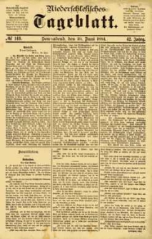 Niederschlesisches Tageblatt, no 149 (Sonnabend, den 28. Juni 1884)