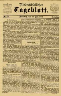 Niederschlesisches Tageblatt, no 170 (Mittwoch, den 23. Juli 1884)