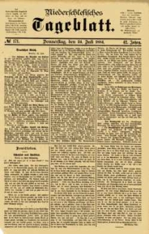 Niederschlesisches Tageblatt, no 171 (Donnerstag, den 24. Juli 1884)