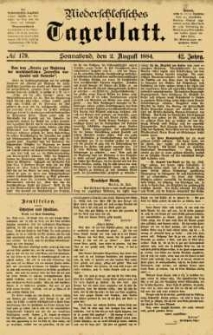 Niederschlesisches Tageblatt, no 179 (Sonnabend, den 2. August 1884)