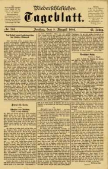 Niederschlesisches Tageblatt, no 184 (Freitag, den 8. August 1884)