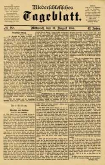 Niederschlesisches Tageblatt, no 188 (Mittwoch, den 13. August 1884)