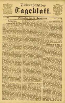 Niederschlesisches Tageblatt, no 189 (Donnerstag, den 14. August 1884)