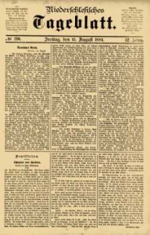 Niederschlesisches Tageblatt, no 190 (Freitag, den 15. August 1884)
