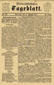Niederschlesisches Tageblatt, no 192 (Sonntag, den 17. August 1884)